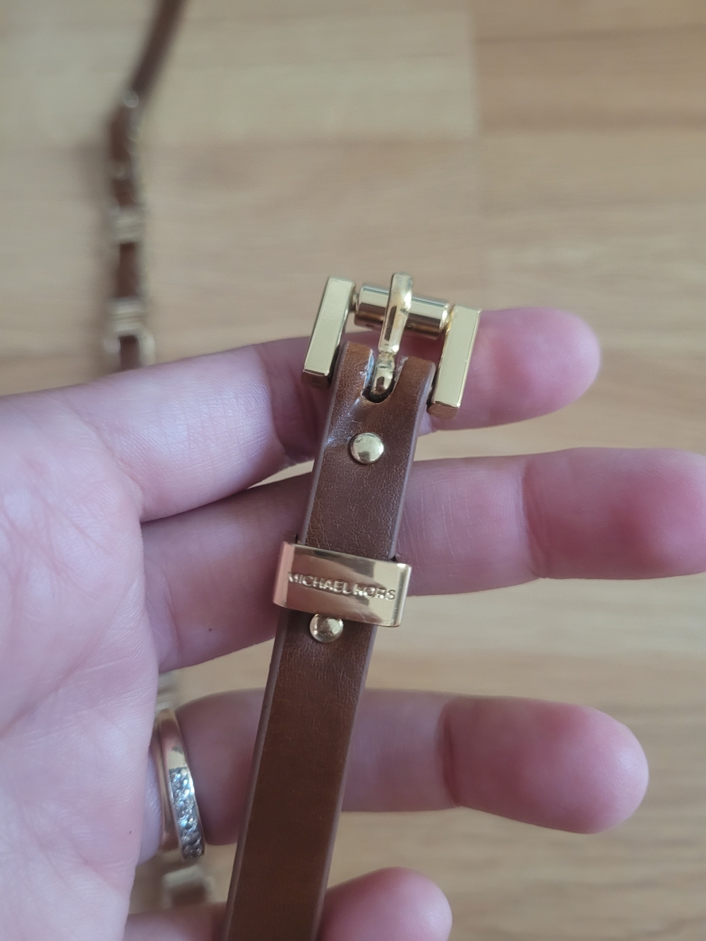 Michael Kors Brown Leather Bracelet with Gold Hardware